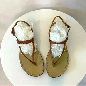 Laurent Effel brown leather braided sandal